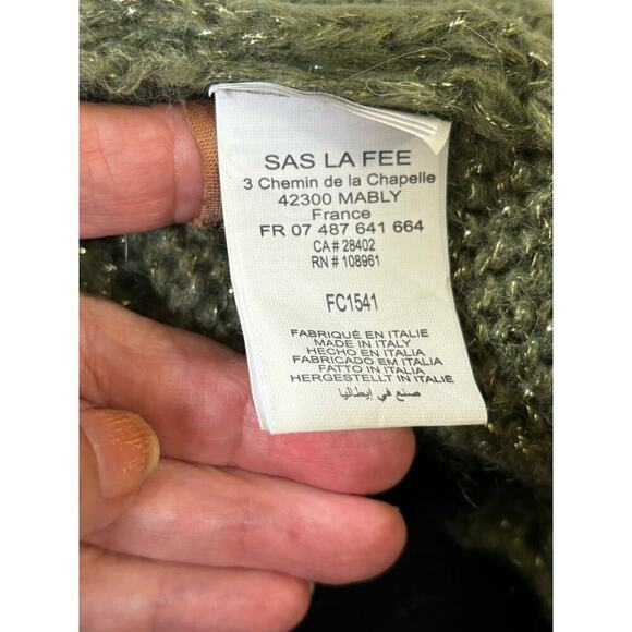 La Fee Maraboutee green Mably sweater, medium, warm, thick, cabincore, sparkle - Picture 7 of 7